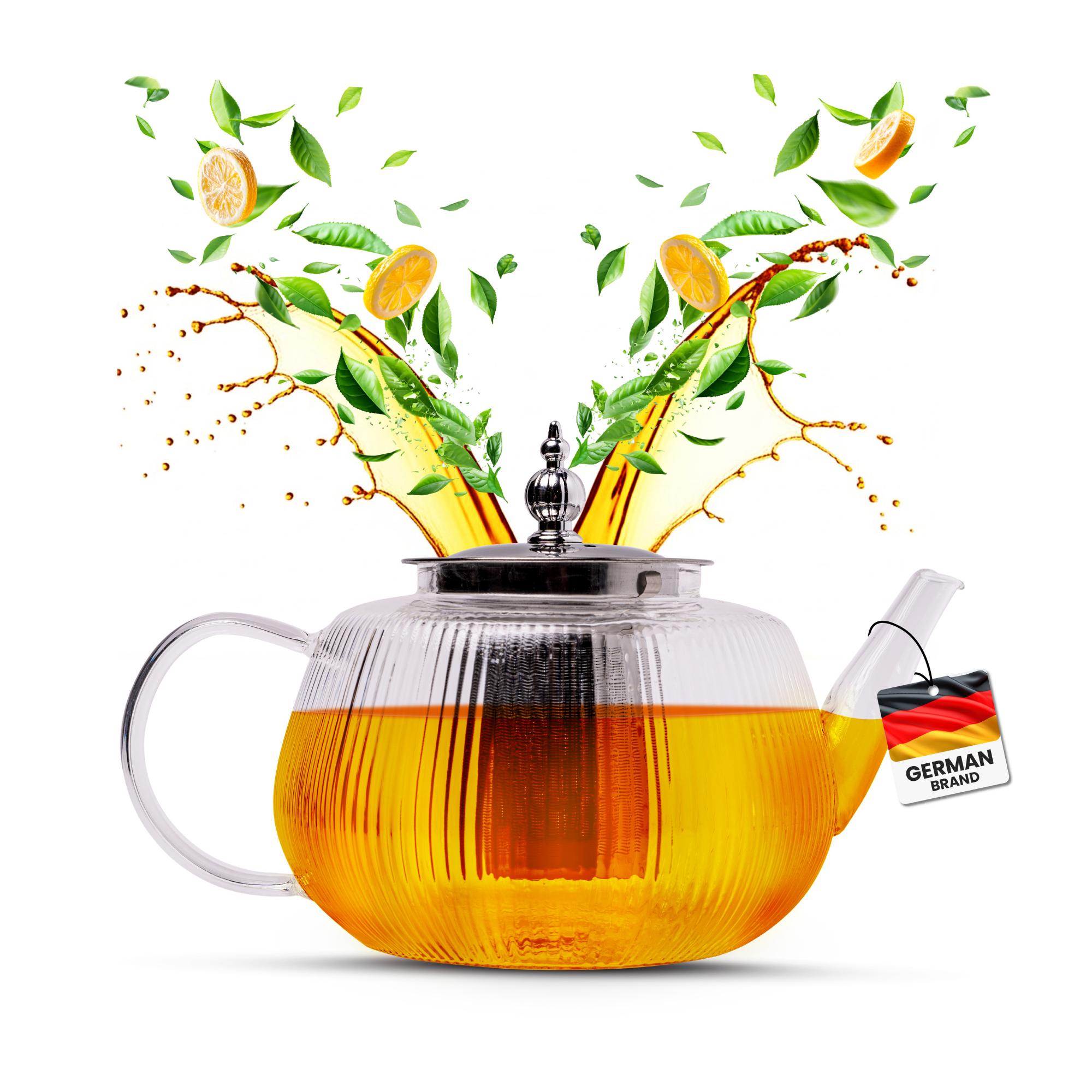 Glasteekanne mit Sieb