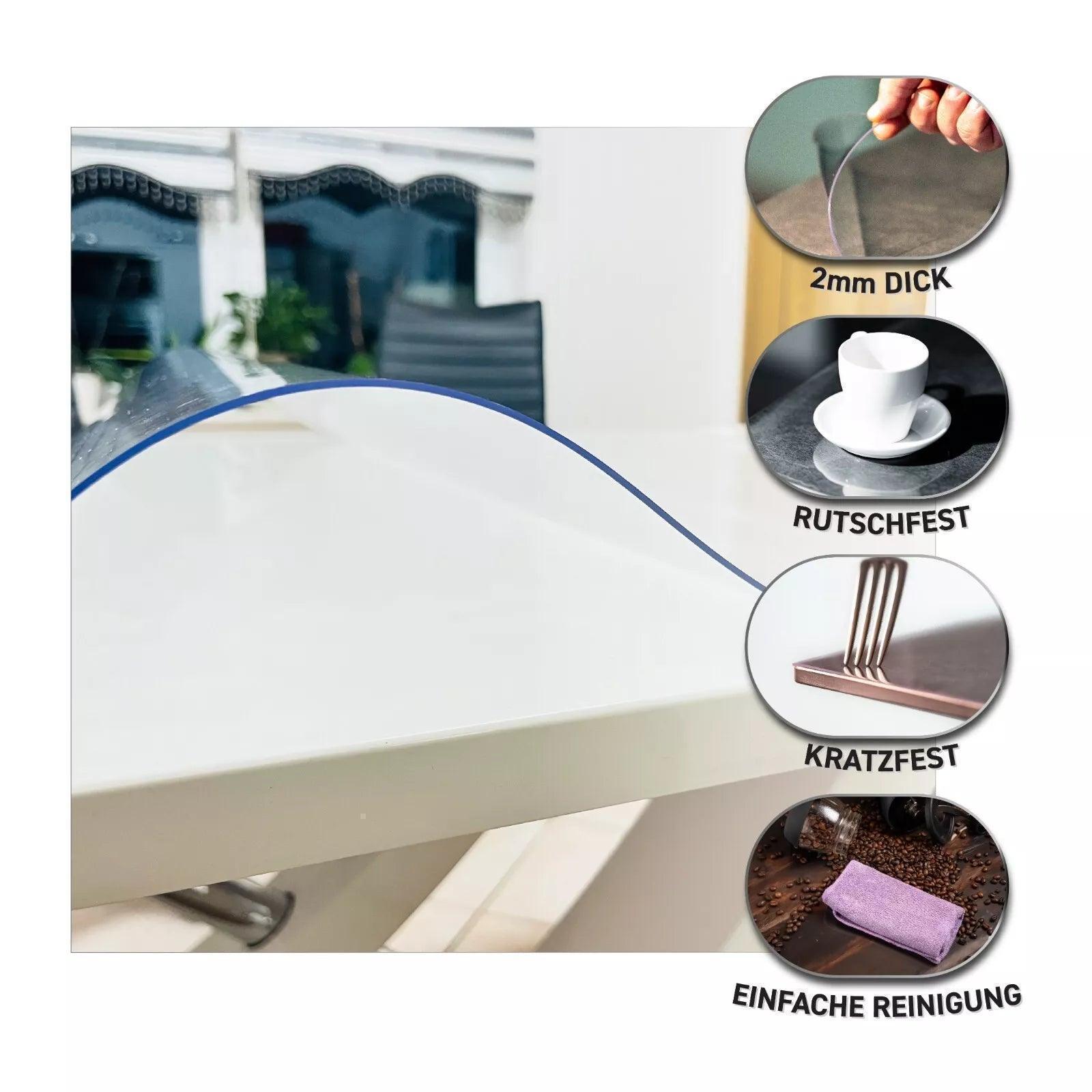 Tischfolie PVC Tischmatte Transparent - 60 cm - 3 - Neruma
